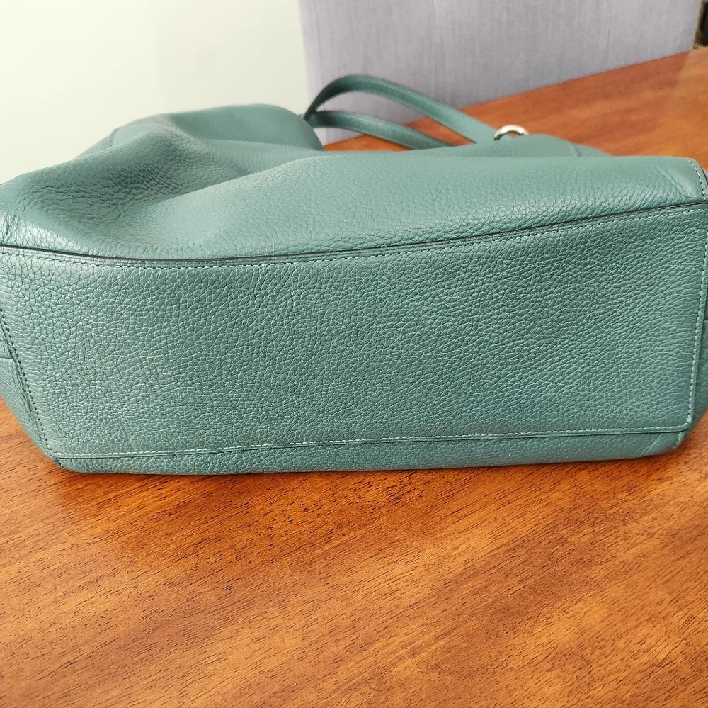 Coach Hallie Pebbled Leather Hobo Shoulder Bag In Teal - Picture 11 of 15
